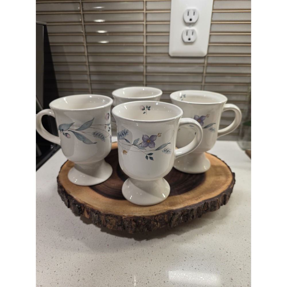 VTG Pfaltzgraff April Footed Pedestal Mugs Set Of Four